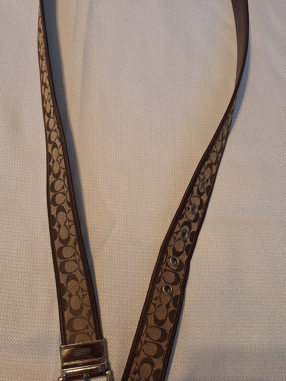 Coach Signature Logo canvas leather Belt Brown/Beige Men's Size 40 Made In Italy - Picture 7 of 8